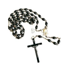 Black beaded vintage rosary